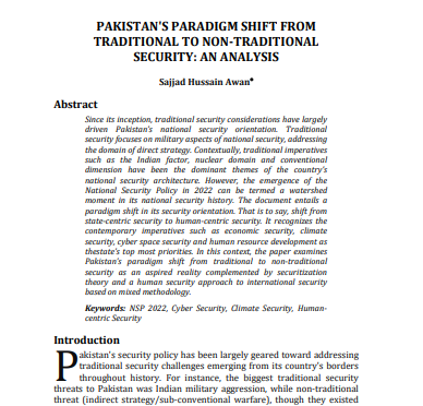 Pakistan's Paradigm Shift in Security