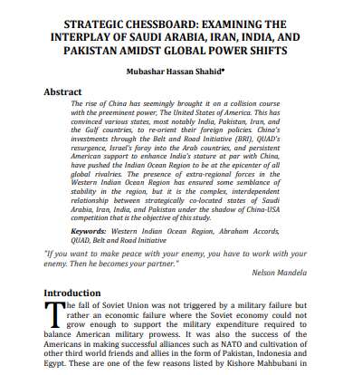 Strategic Chessboard The Interplay of KSA, Iran, India & Pak