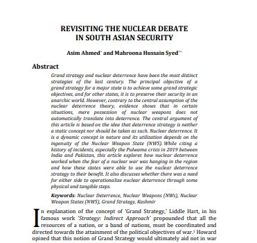 Revisting The Nuclear Debate in South Asia