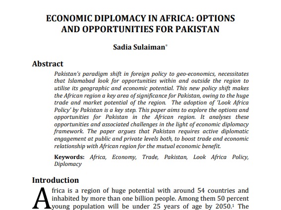 Economic Diplomacy in Africa for Pakistan